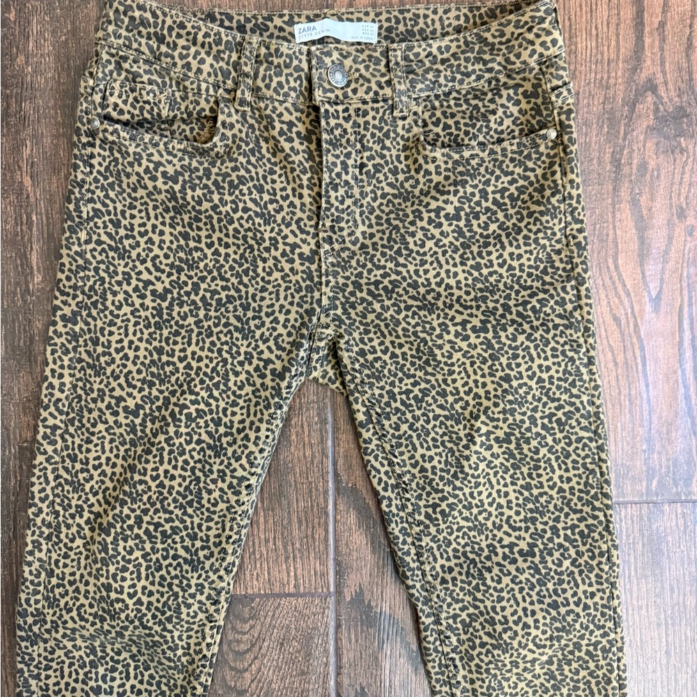 Zara Leopard Print Skinny Jeans
